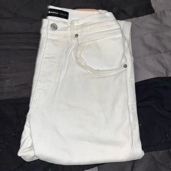 All white jeans made by Purple Brand